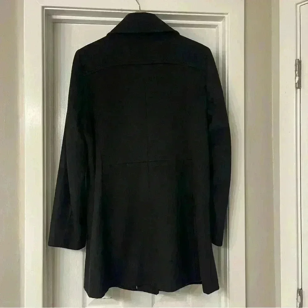 Forecaster Of Boston Womens Coat Single Breasted Lambs Wool Blend Black 12